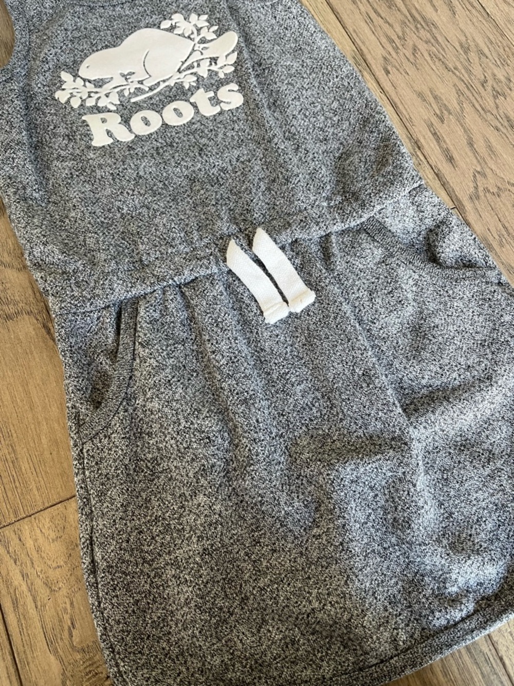Roots Heather Grey Kids Tank Dress with White Logo - Picture 3 of 8